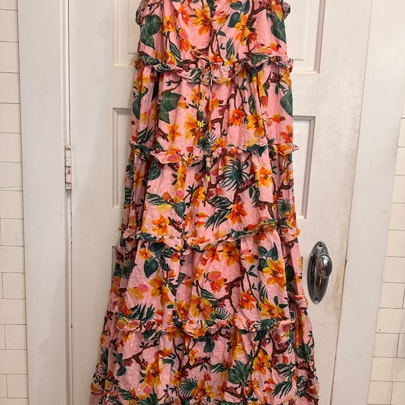 EUC XL Farm Rio Anthropologie Tropical Paradise Square Neck Tiered-Maxi dress - Picture 4 of 7